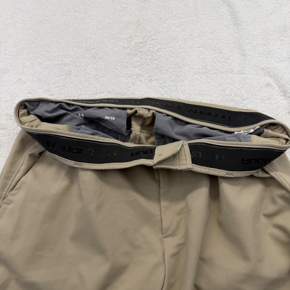 Under Armour Pants Mens 36x32 Tan Showdown Pant Golf Performance Stretch Khaki - Picture 3 of 14